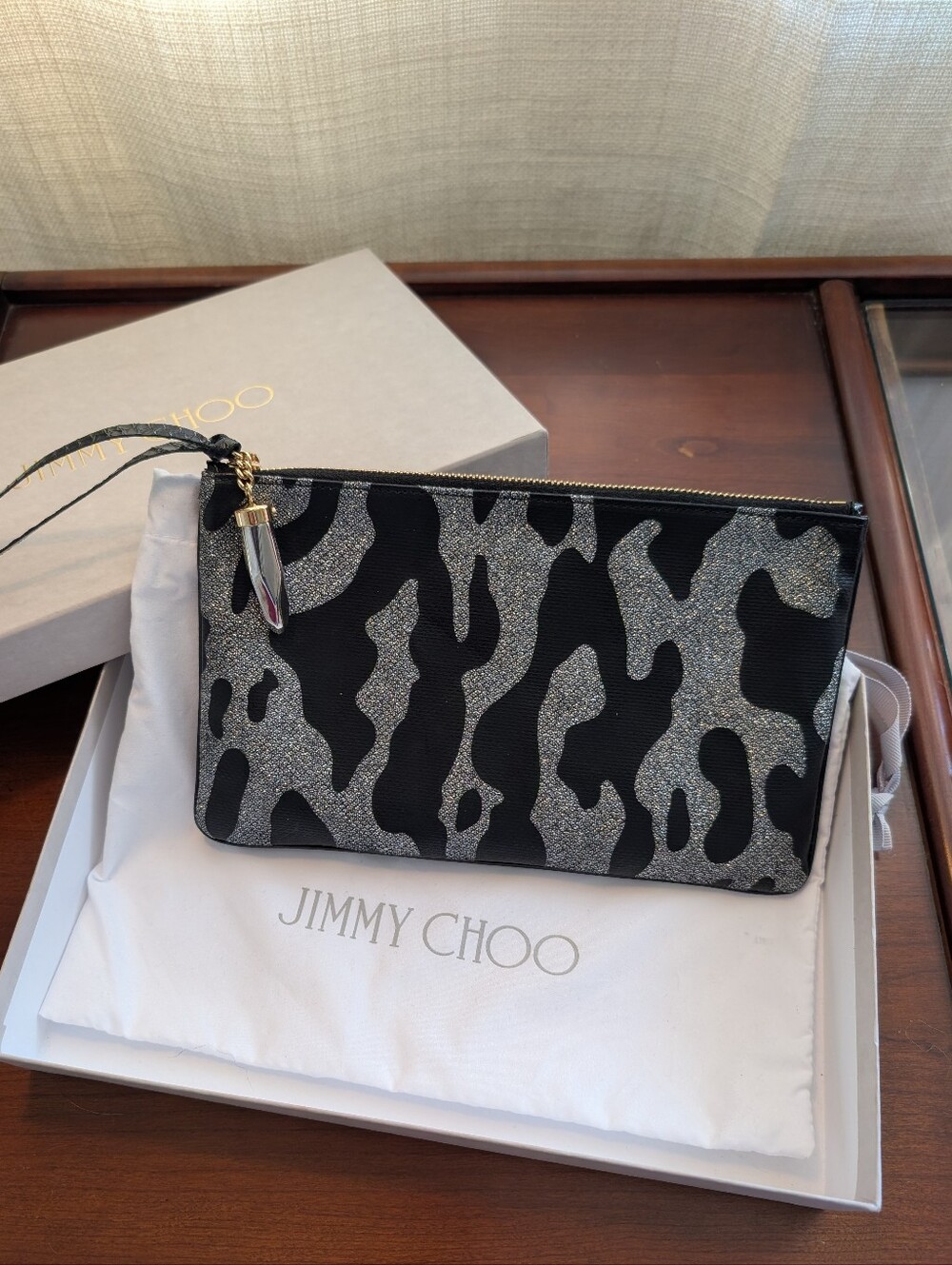 Jimmy Choo Padma Camoleo Metallic Flat Zippered Clutch